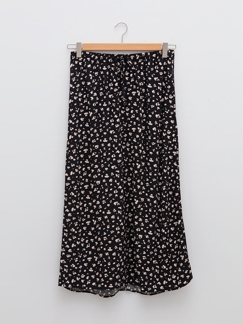 Elastic Waist Tie Detail Patterned A-Line Viscose Women's Skirt-5