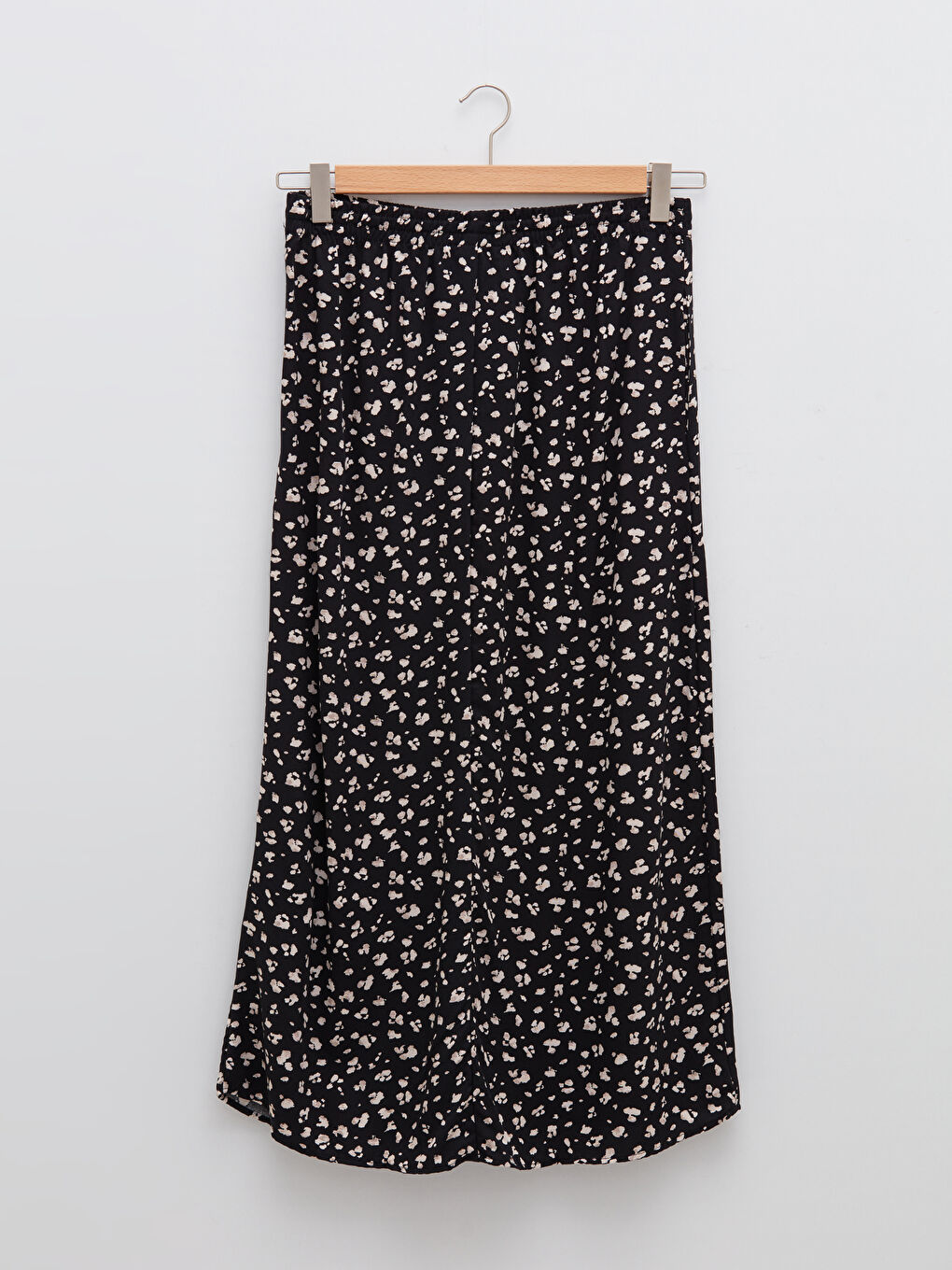 Elastic Waist Tie Detail Patterned A-Line Viscose Women's Skirt-6