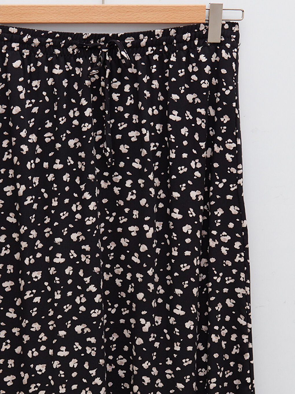 Elastic Waist Tie Detail Patterned A-Line Viscose Women's Skirt-7