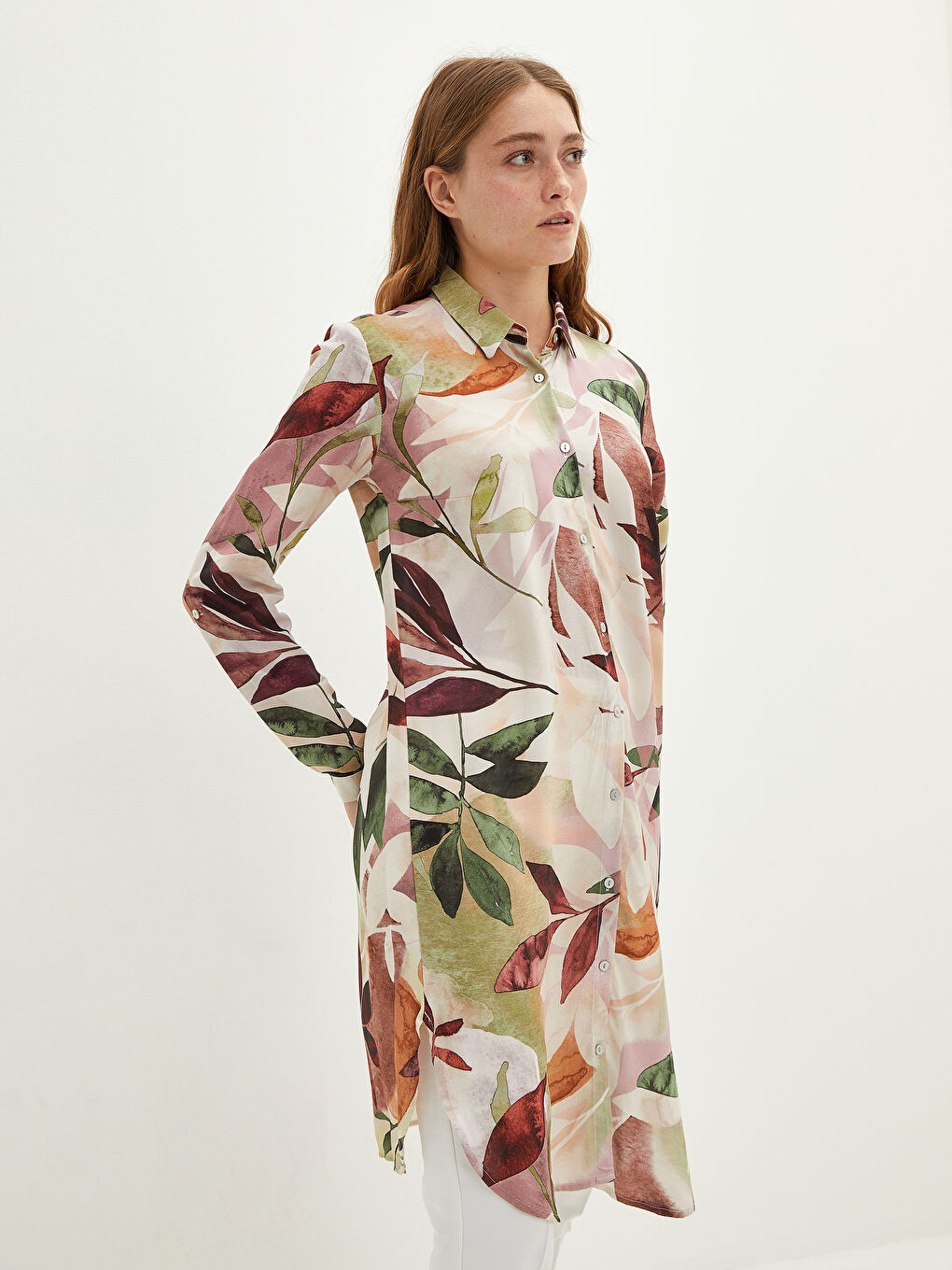 Floral Long Sleeve Viscose Women's Shirt Tunic-1