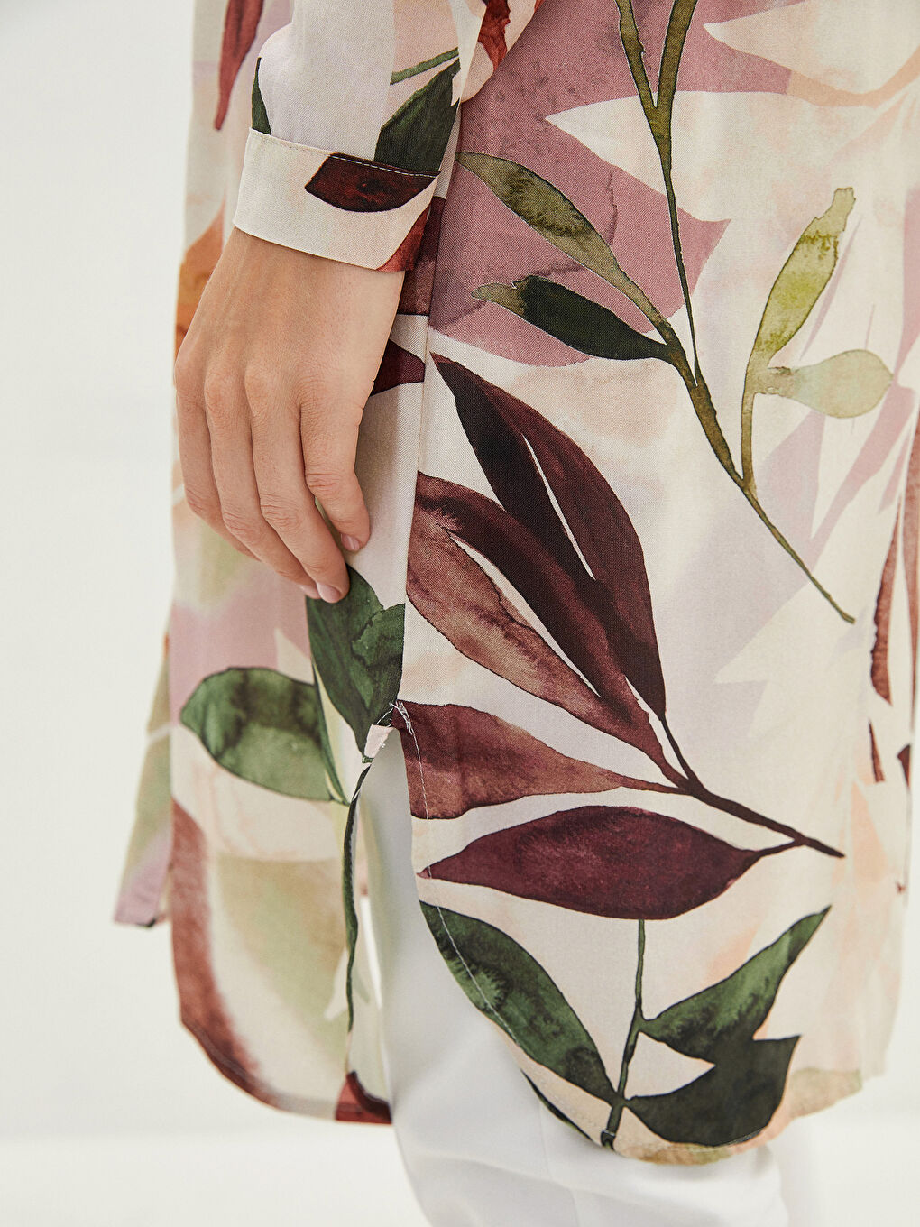 Floral Long Sleeve Viscose Women's Shirt Tunic-2