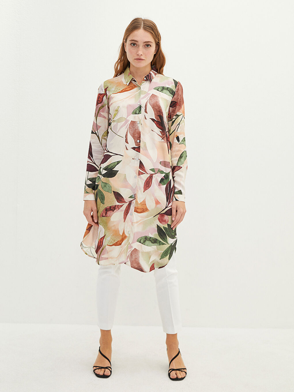 Floral Long Sleeve Viscose Women's Shirt Tunic-3