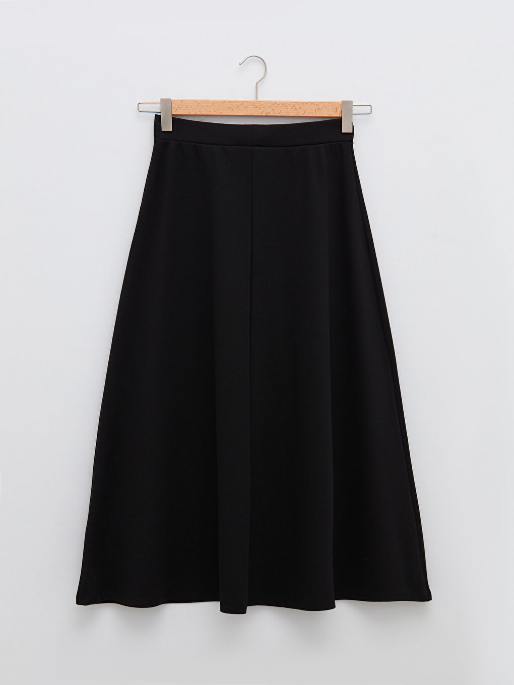 Elastic Waist Plain Ponte Fabric Women's Flared Skirt-6