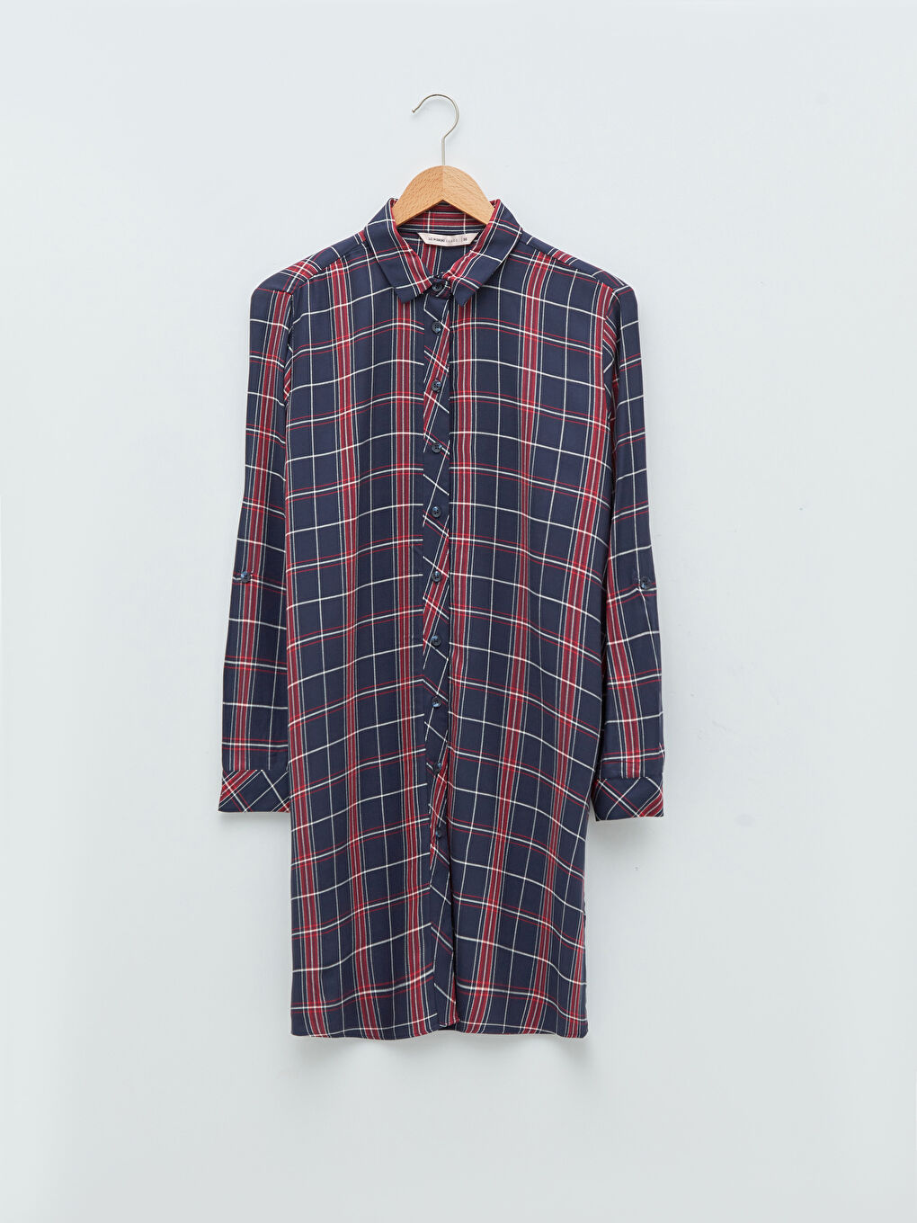 تونيك قميص نسائي كم طويل كارو فيسكوز-5