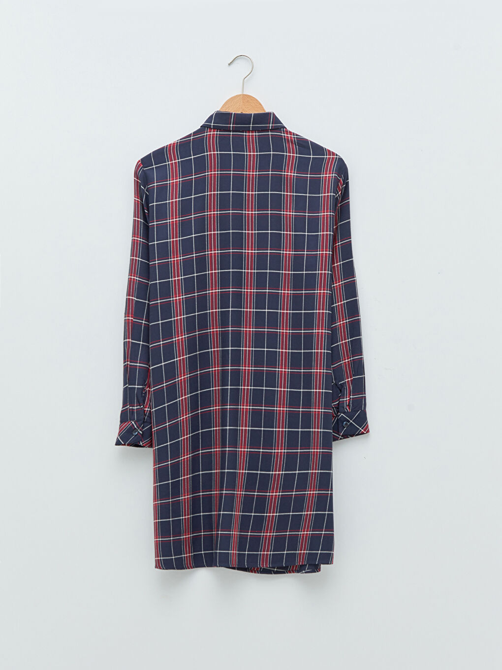 تونيك قميص نسائي كم طويل كارو فيسكوز-6