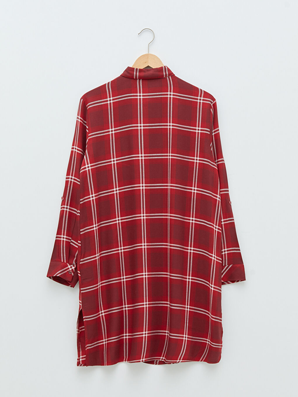 Plaid Long Sleeve Viscose Women's Shirt Tunic-6