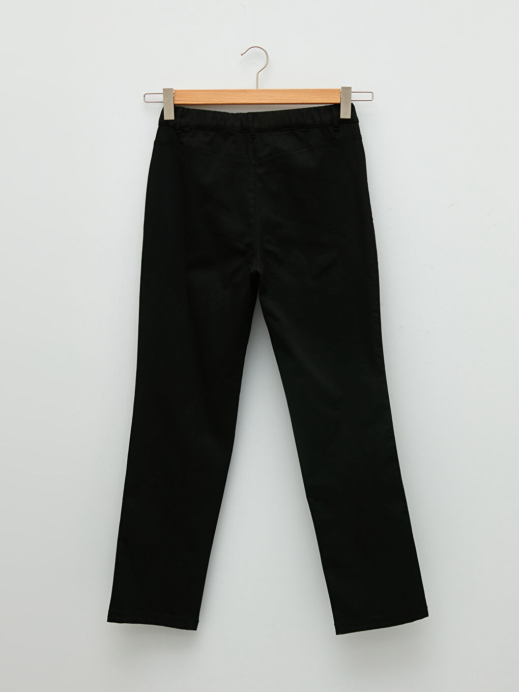 Брюки Женские из Габардина Прямого Кроя с Карманами, Эластичной Талией и Узким Покроем-6