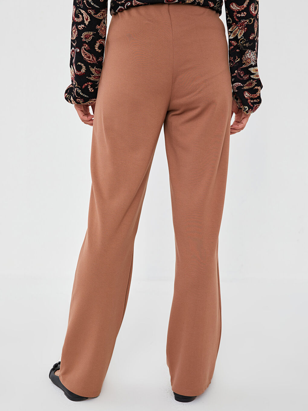 LCW Grace Elastic Waist Straight Ponte Fabric Women's Trousers -W1IR62Z8-GEJ