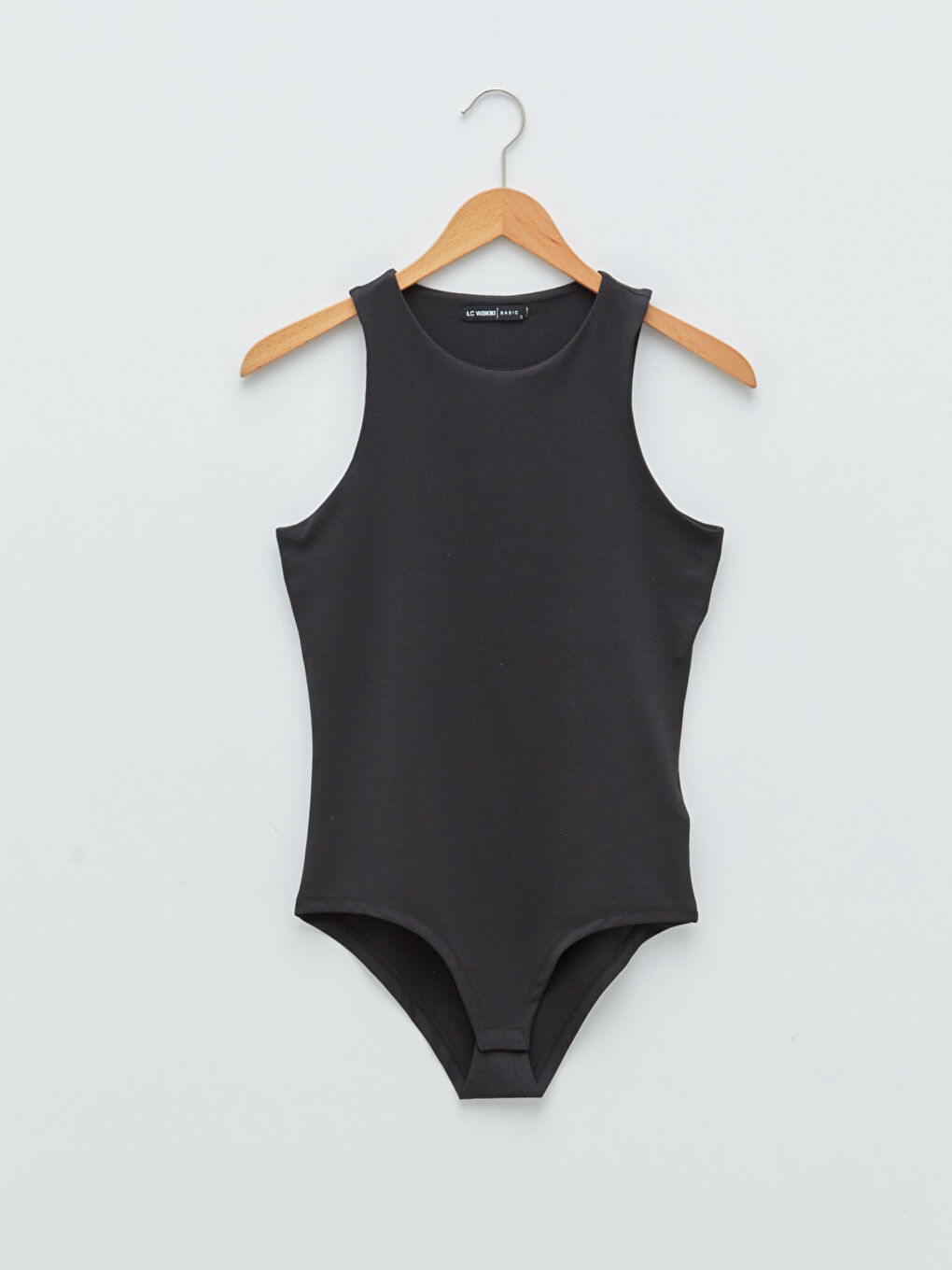 LCWAIKIKI Basic Yeni Siyah Bisiklet Yaka Düz Kolsuz Çıt Çıtlı Kadın Bodysuit - 7