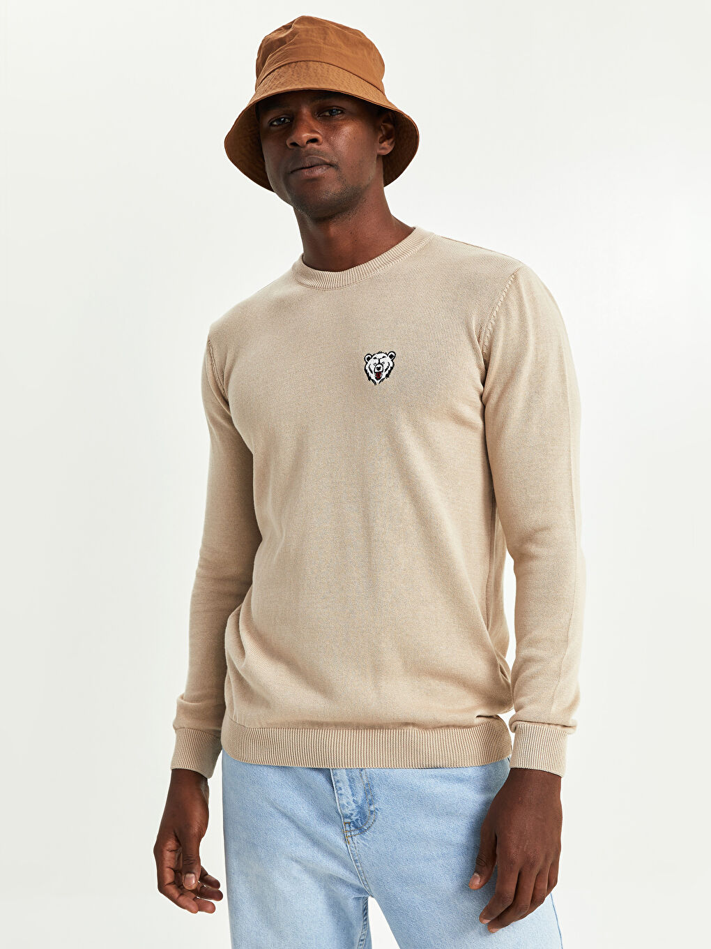 Rundhalsausschnitt Langarm Herren Strickpullover-3