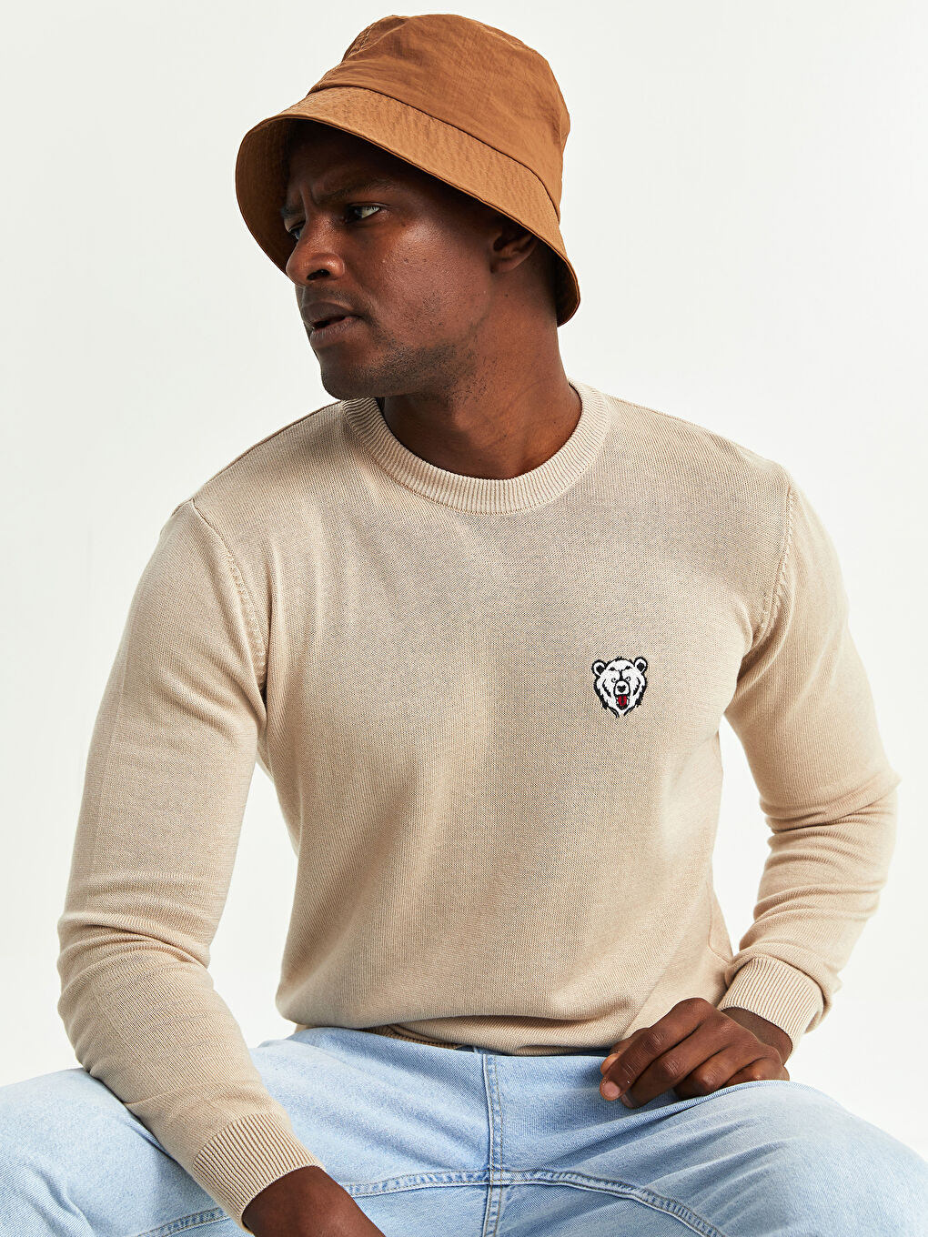 Rundhalsausschnitt Langarm Herren Strickpullover-5