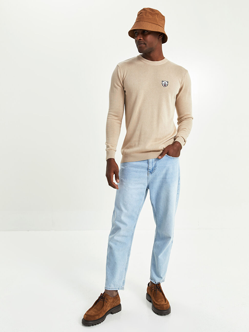 Rundhalsausschnitt Langarm Herren Strickpullover-8