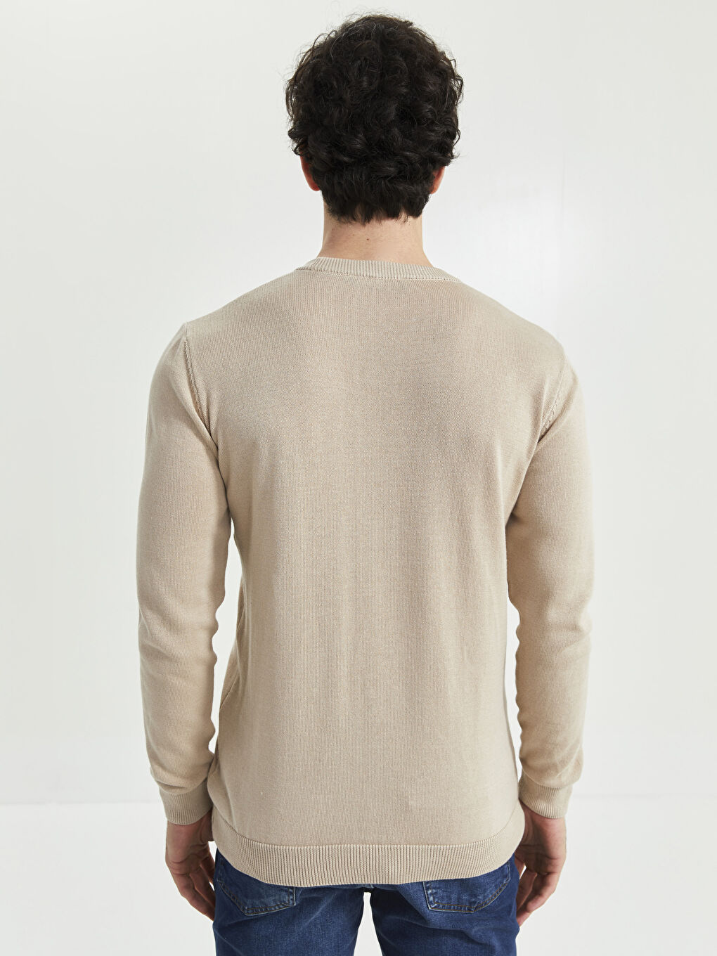 Rundhalsausschnitt Langarm Herren Strickpullover-6