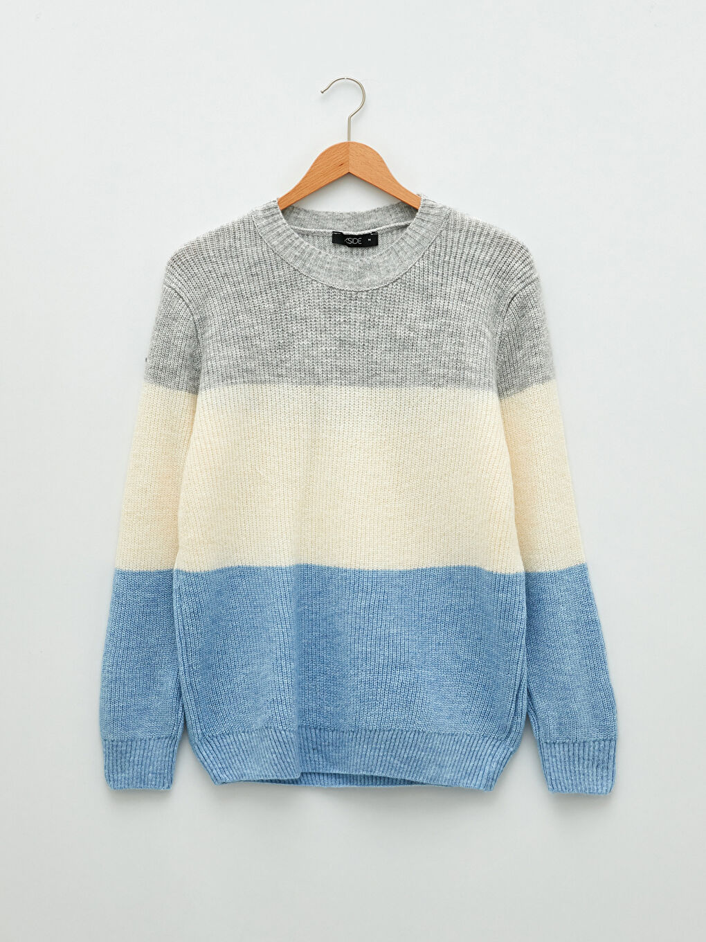 Crew Neck Long Sleeve Color Block Men's Knitwear Sweater-7