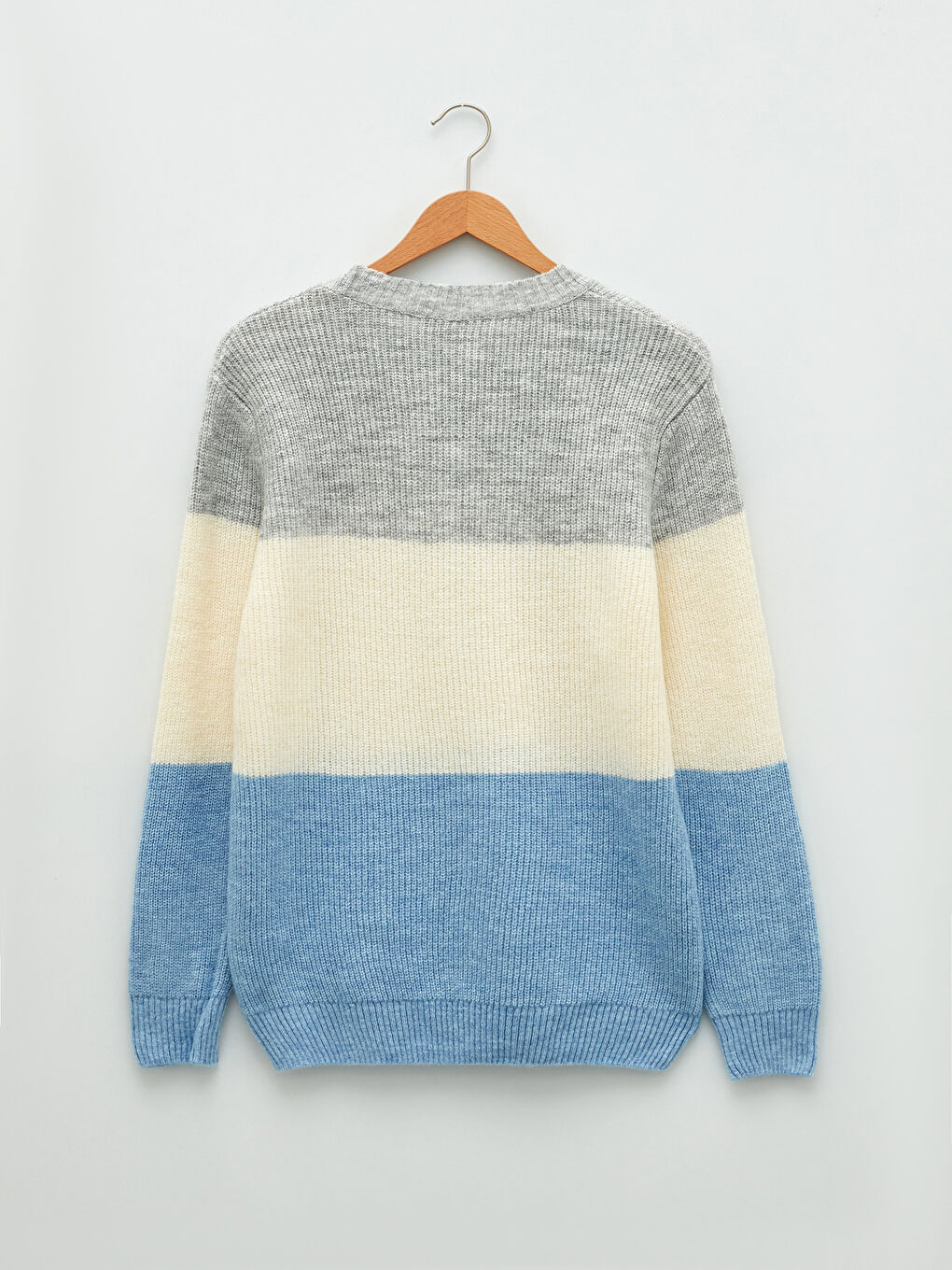 Crew Neck Long Sleeve Color Block Men's Knitwear Sweater-8