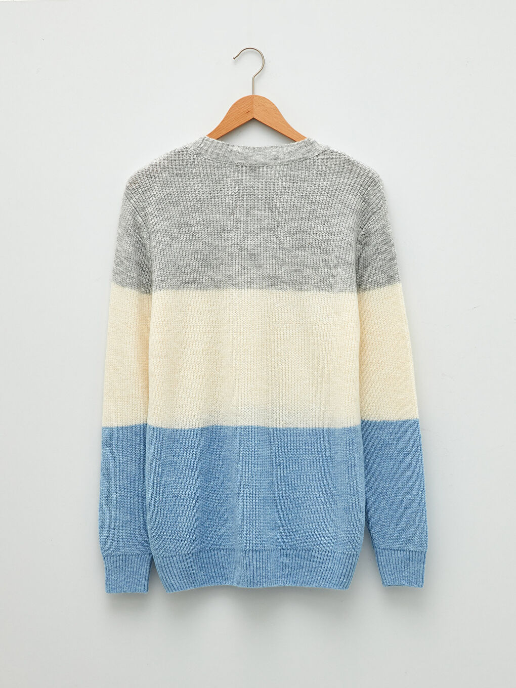 Crew Neck Long Sleeve Color Block Men's Knitwear Sweater-6