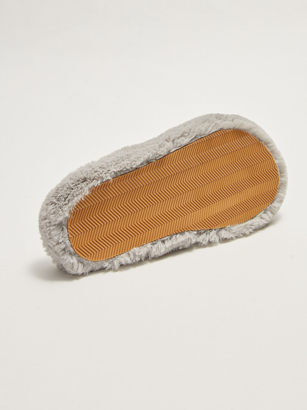 Gri Çift Bantlı Pelüş Kadın Ev Terliği-3