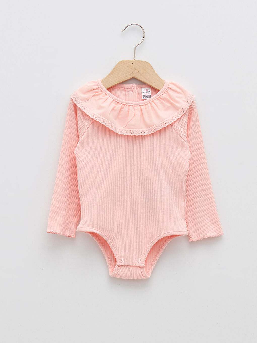 Body Simplu pentru Bebeluși Fete cu Mânecă Lungă și Guler Rotund cu Capse