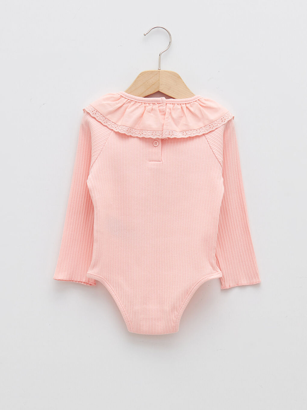 Body Simplu pentru Bebeluși Fete cu Mânecă Lungă și Guler Rotund cu Capse-1