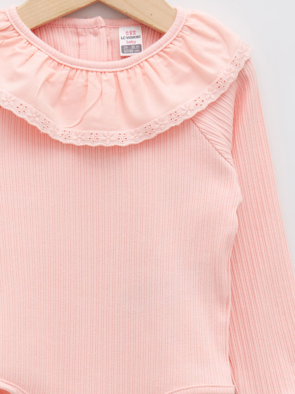 Body Simplu pentru Bebeluși Fete cu Mânecă Lungă și Guler Rotund cu Capse-2