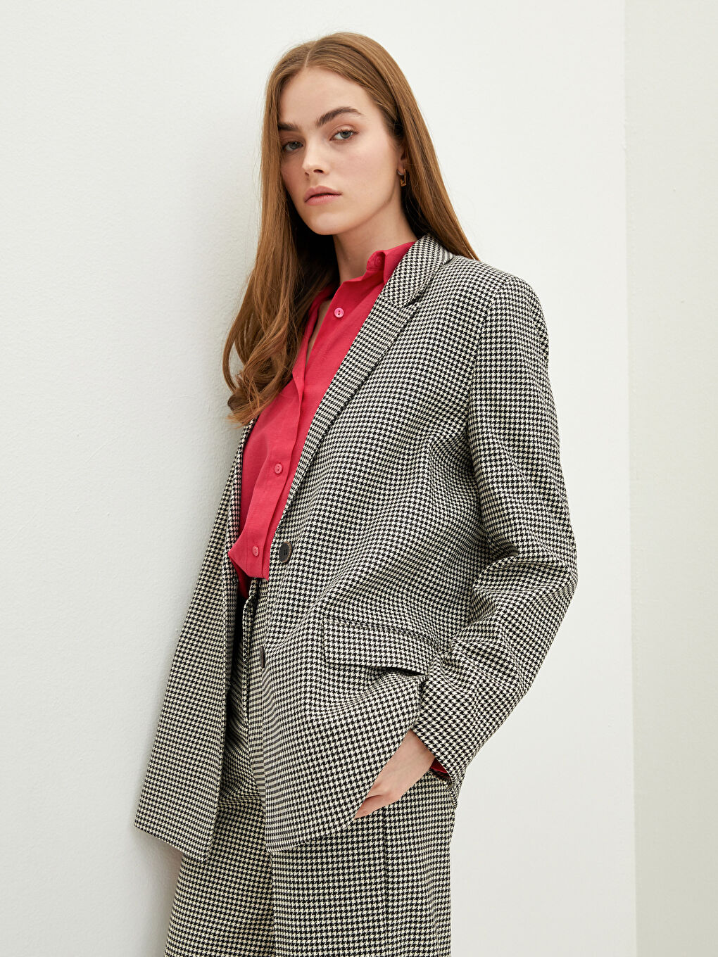 Sacou cu Închidere Frontală cu Nasturi Model Crowbar Mânecă Lungă pentru Femei-2