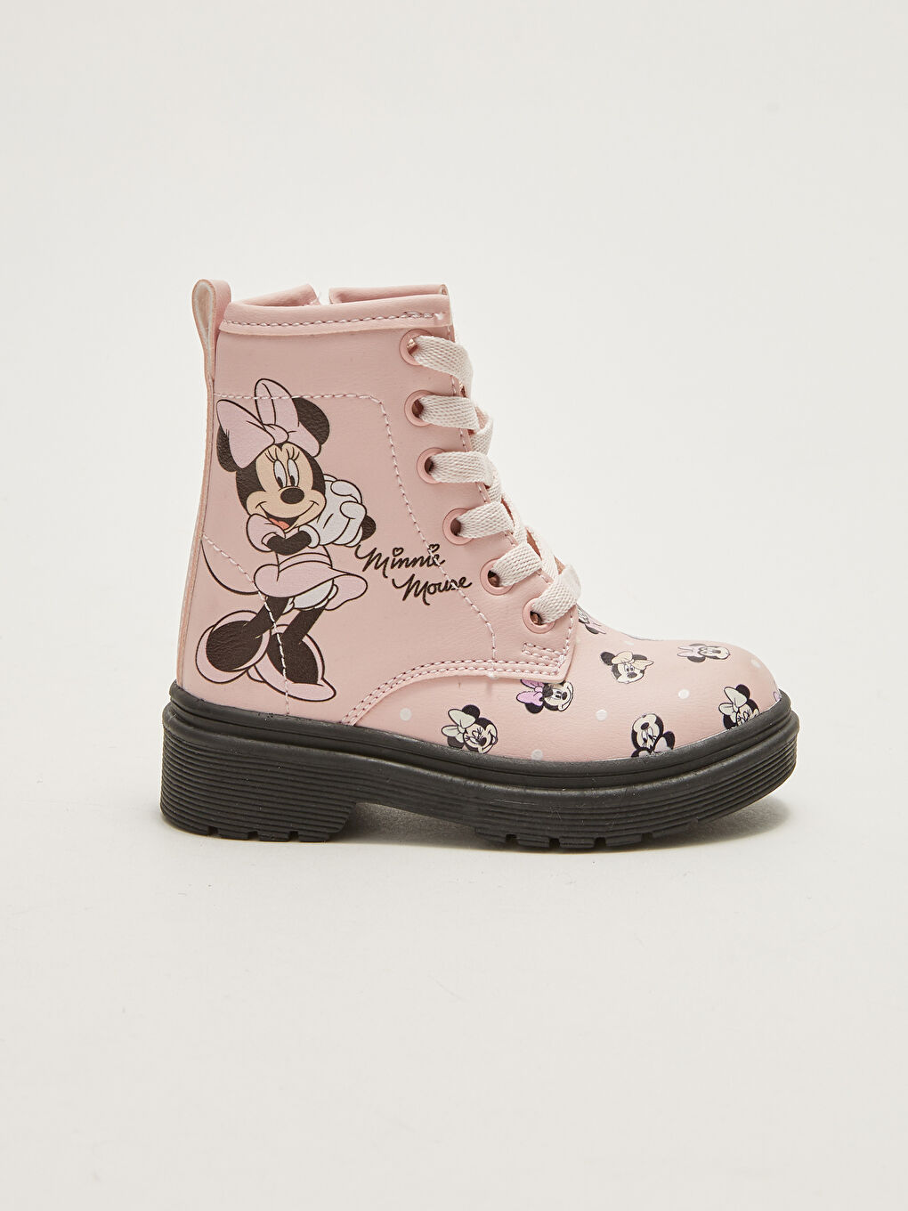 Ботинки для малышек девочек с лицензией Минни Маус, шнуровкой и застежкой-молнией-1