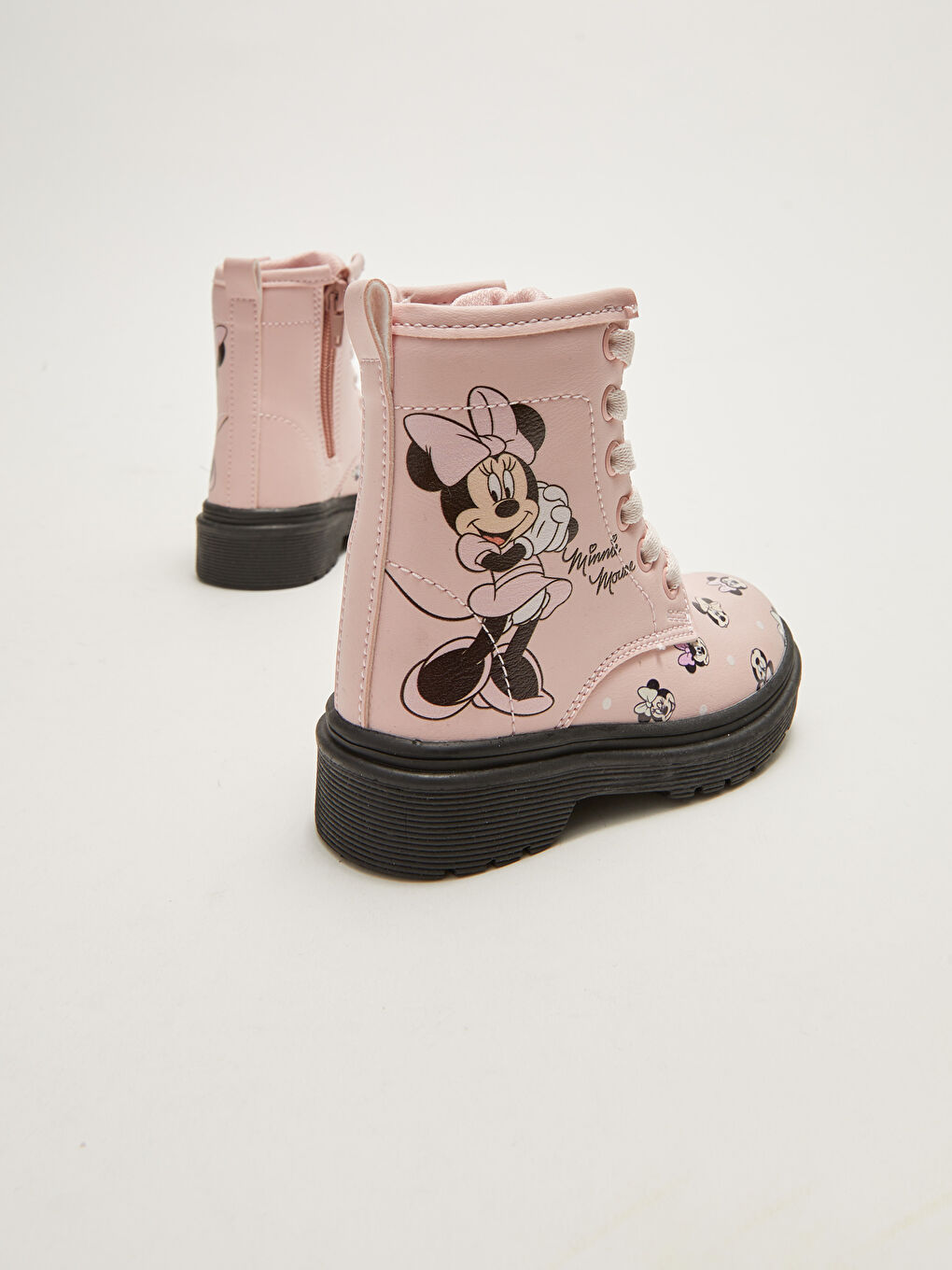 Ботинки для малышек девочек с лицензией Минни Маус, шнуровкой и застежкой-молнией-4