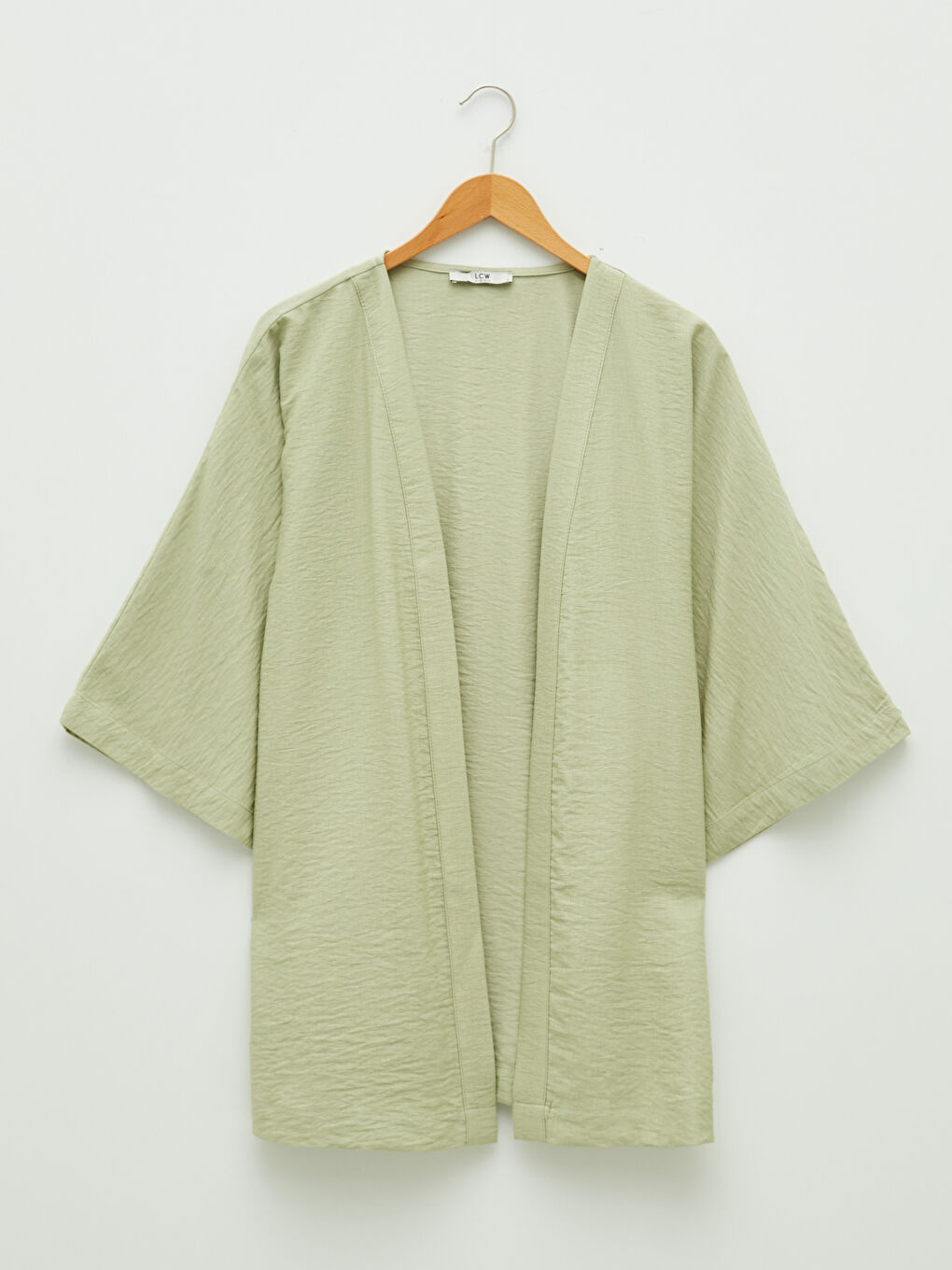 Yeşil Kadın Şal Yaka Düz Kimono-5