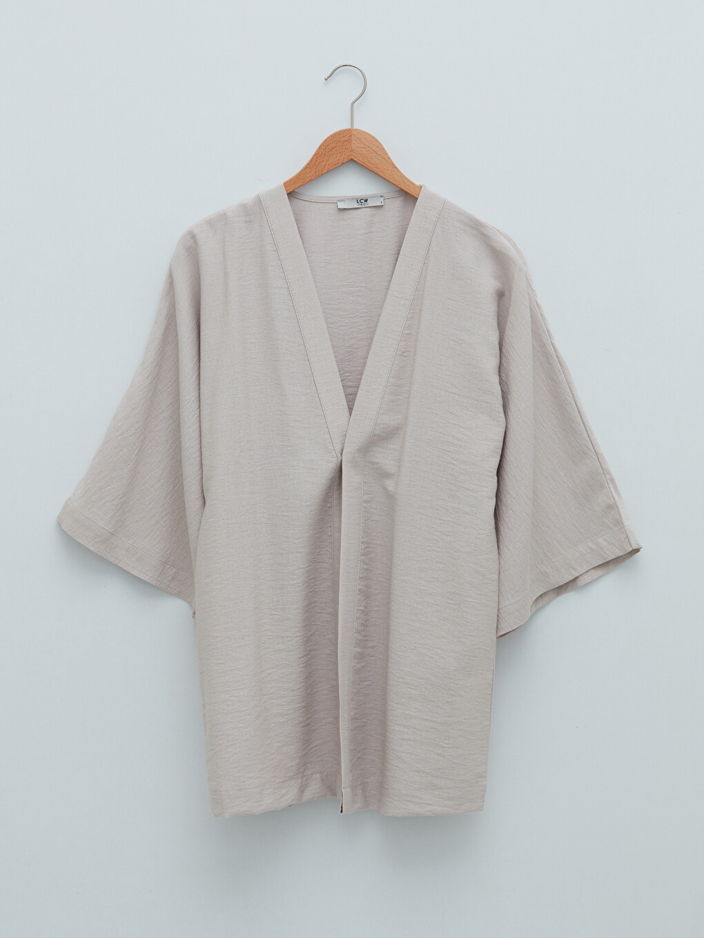 Women's Shawl Collar Plain Kimono-5