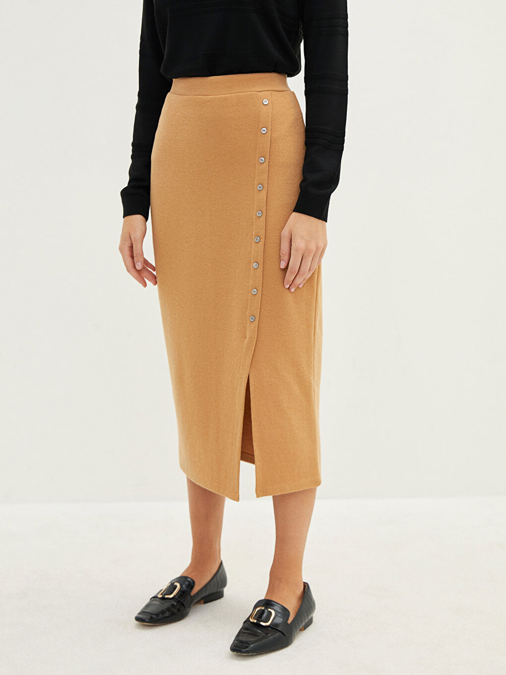 LCWAIKIKI Classic High Waist Slit Detailed Camisole Women's Skirt -W1IS97Z8-Q3E