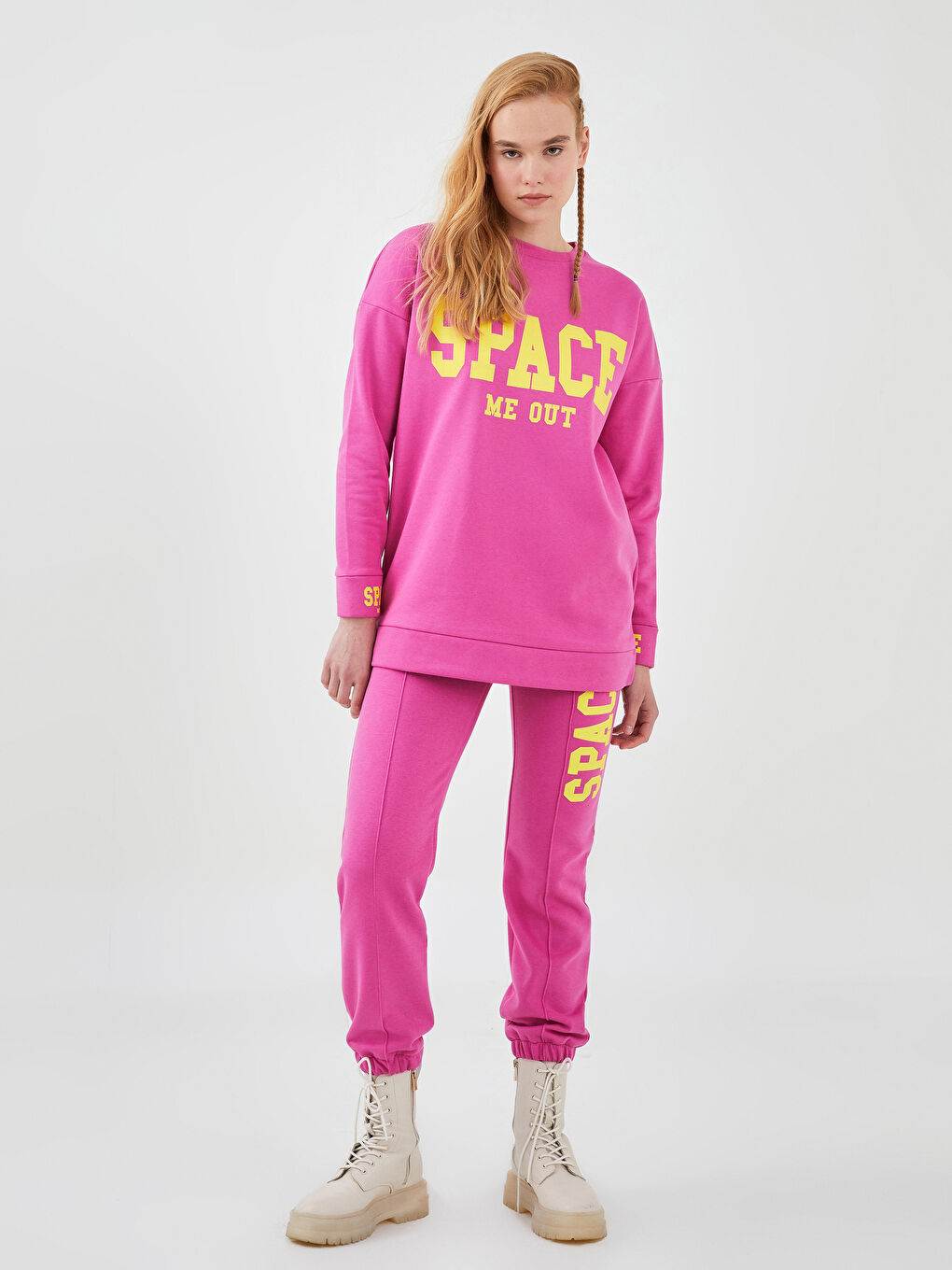 Crew Neck Printed Women's Thick Sweatshirt-2