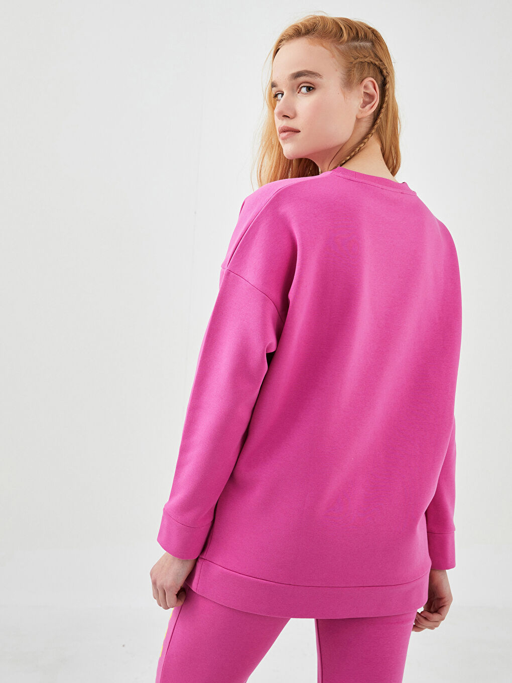 Crew Neck Printed Women's Thick Sweatshirt-3