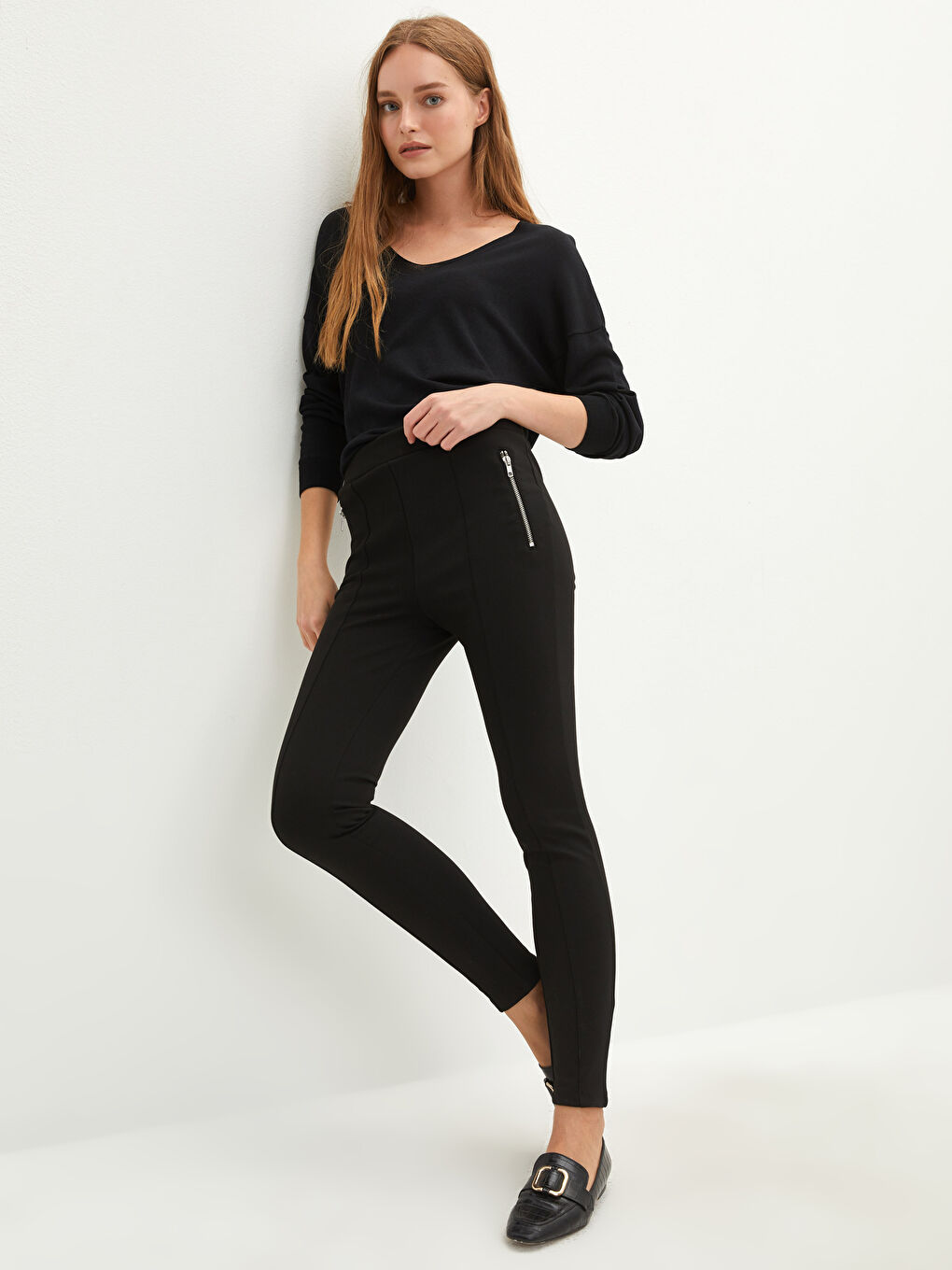 LCW Vision Hoch taillierte Extra Slim Fit Damenhose mit Taschendetail -W1IT04Z8-CVL