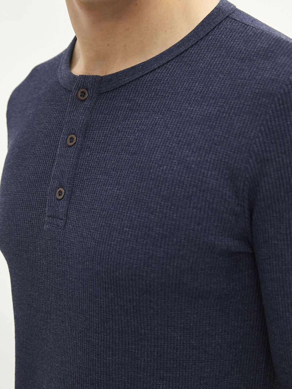 İndigo Bisiklet Yaka Uzun Kollu Erkek Pijama Üst-3