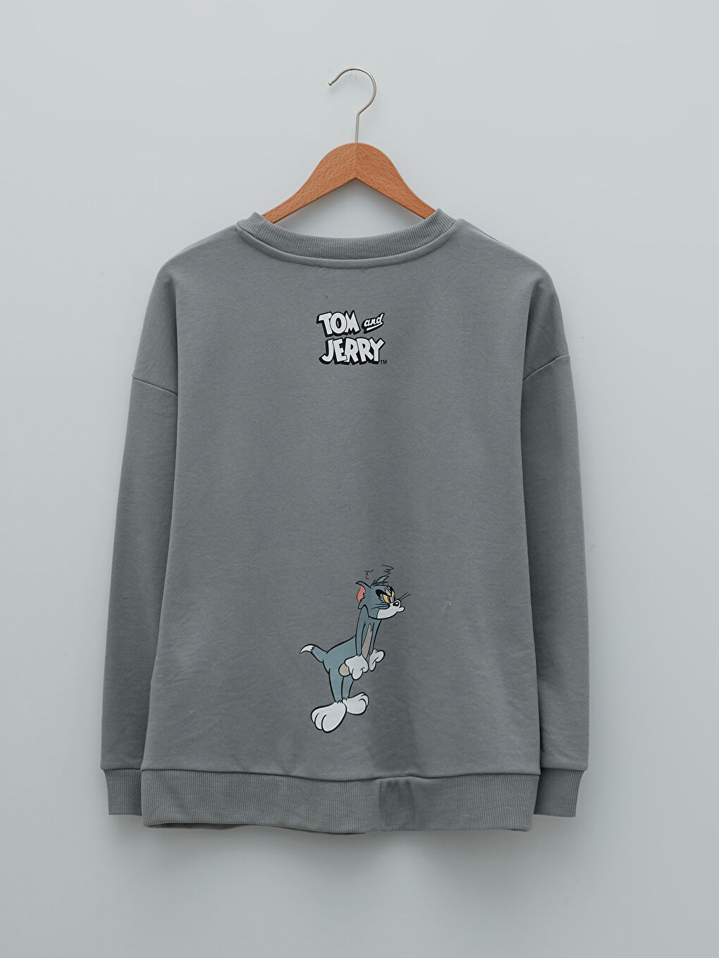 LCWAIKIKI Maternity Gri Bisiklet Yaka Tom ve Jerry Baskılı Uzun Kollu Hamile Sweatshirt - 6