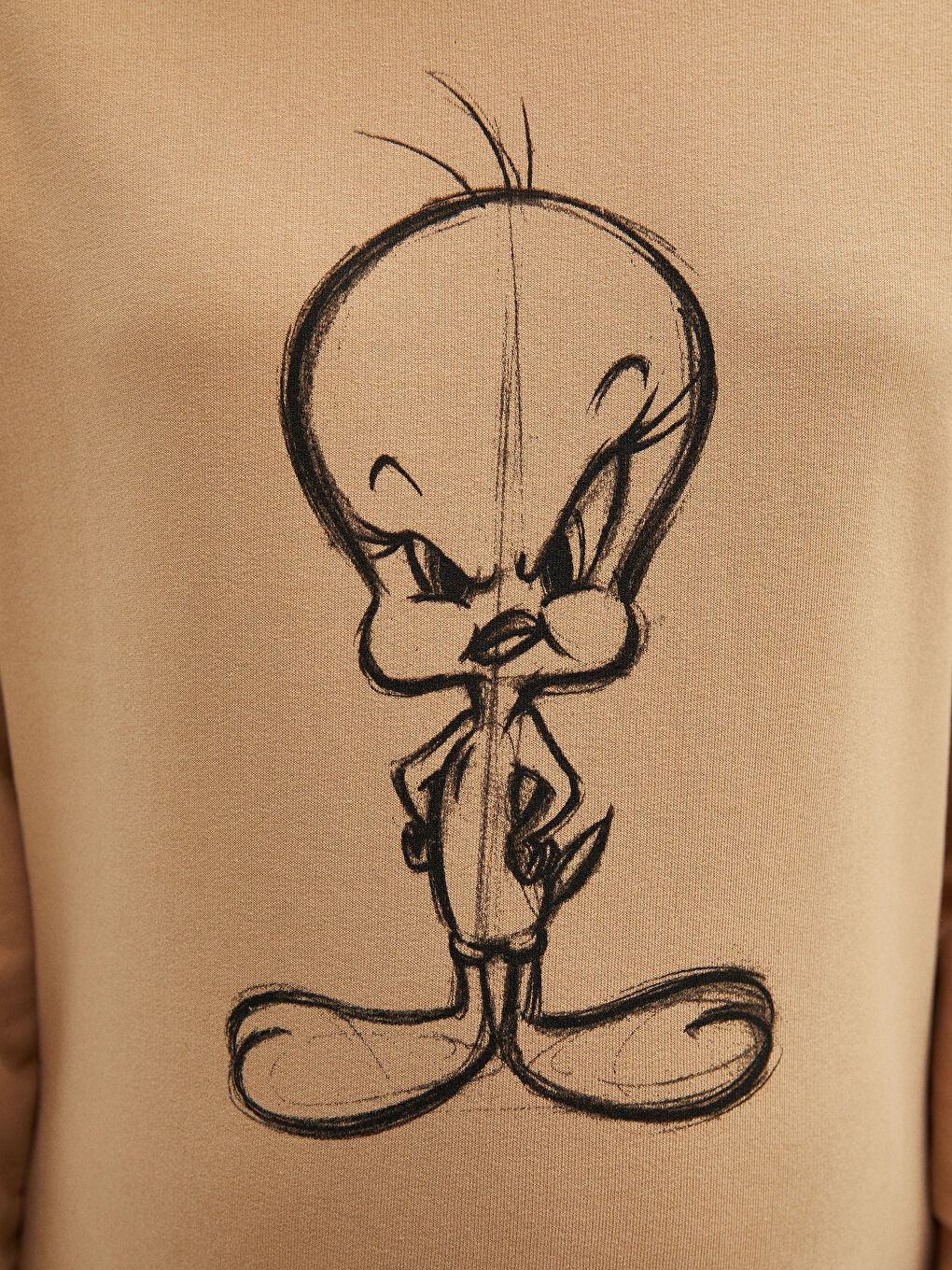 Bej Tweety Baskılı Uzun Kollu Hamile Hoodie-5