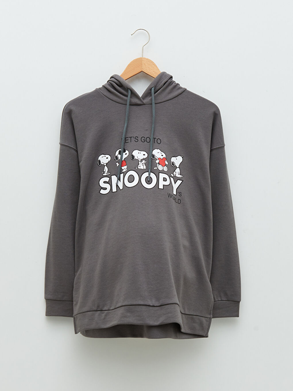 LCWAIKIKI Maternity Koyu Gri Snoopy Baskılı Uzun Kollu Hamile Hoodie - 5