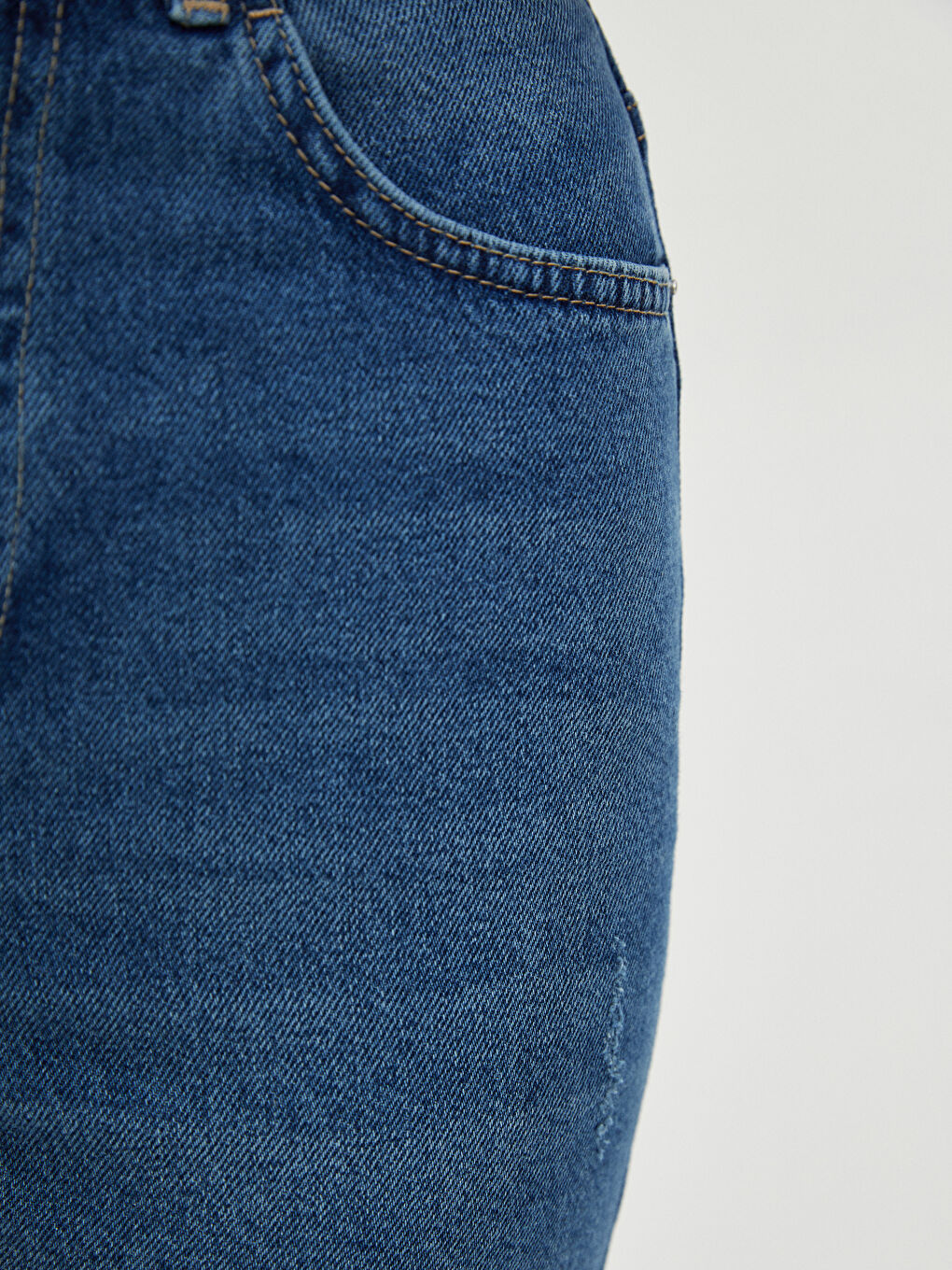 İndigo Yüksek Bel Straight Fit Cep Detaylı Kadın Rodeo Jean Pantolon-5