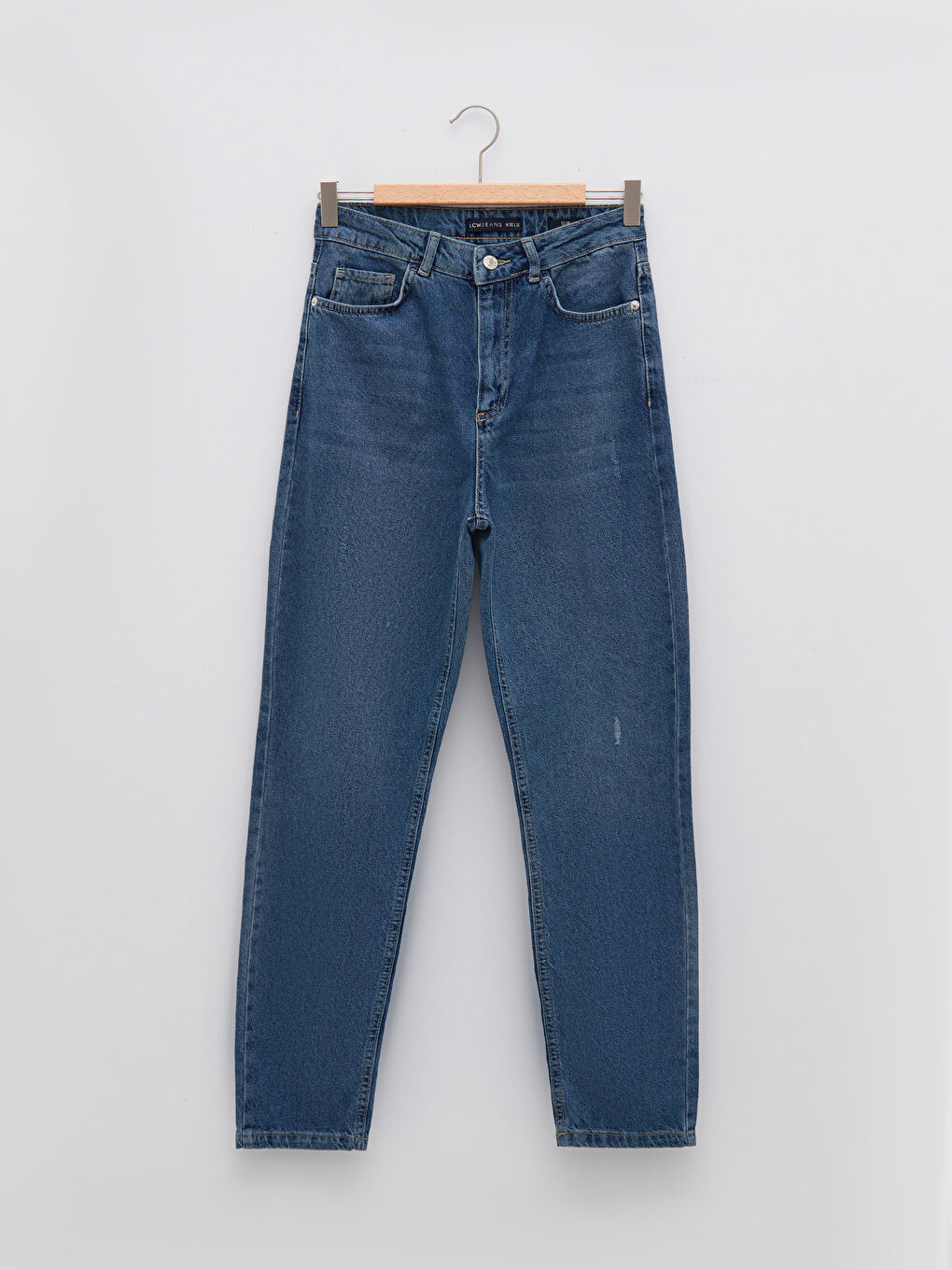 İndigo Yüksek Bel Straight Fit Cep Detaylı Kadın Rodeo Jean Pantolon-6