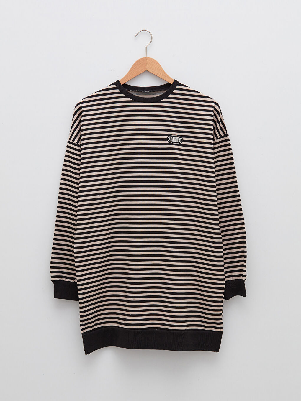 Полосатый оверсайз женский свитшот-туника-5