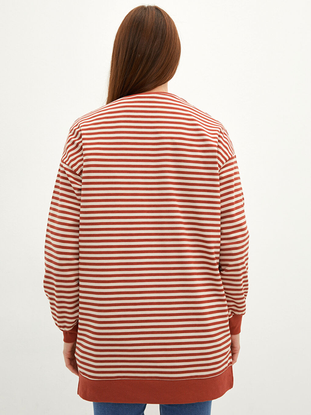 LCW Modest Striped Oversize Women's Sweatshirt Tunic -W1IT88Z8-LEF