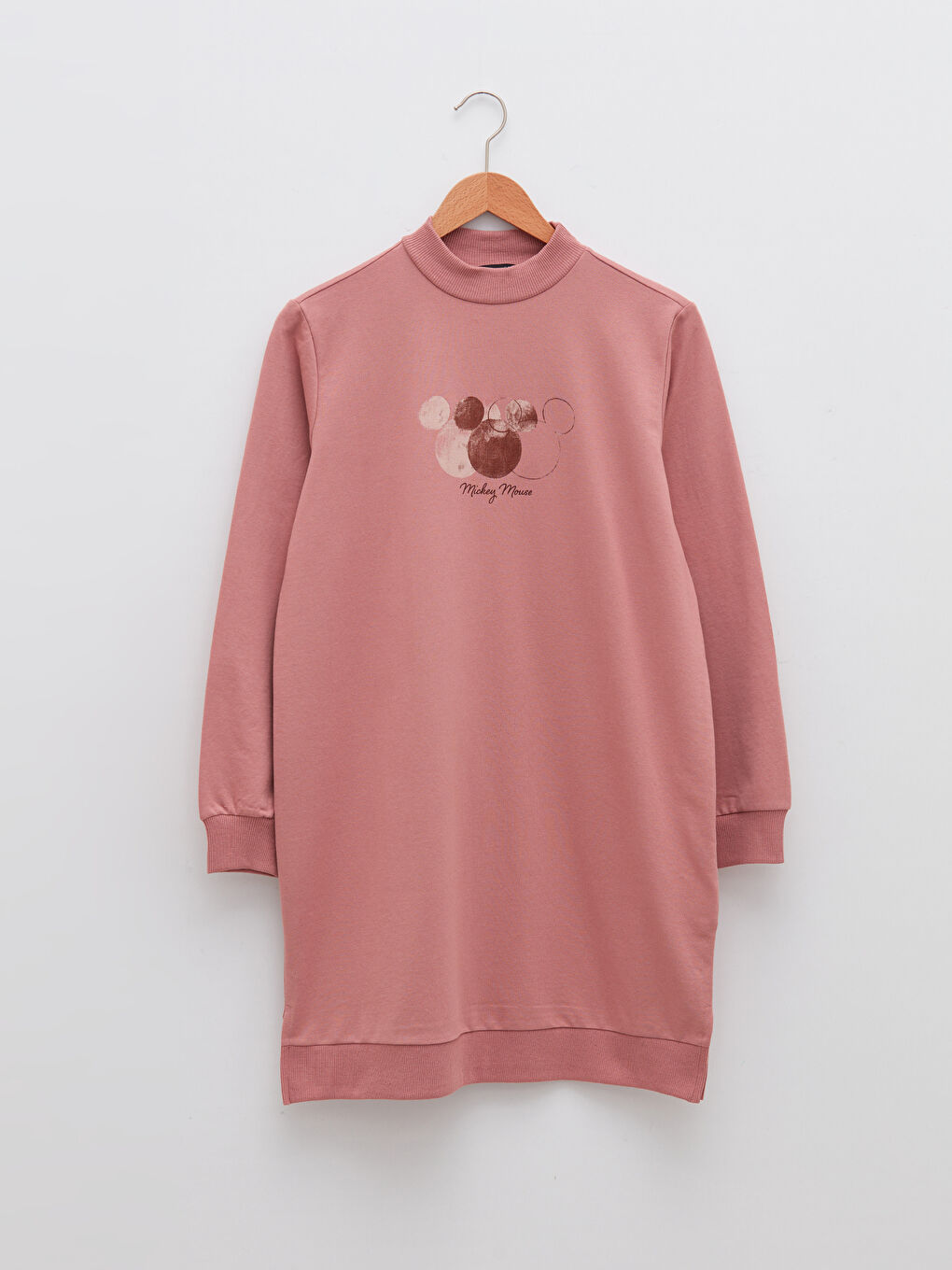 LCW Modest Gül Kurusu Dik Yaka Mickey Mouse Baskılı Uzun Kollu Kadın Sweatshirt Tunik - 5