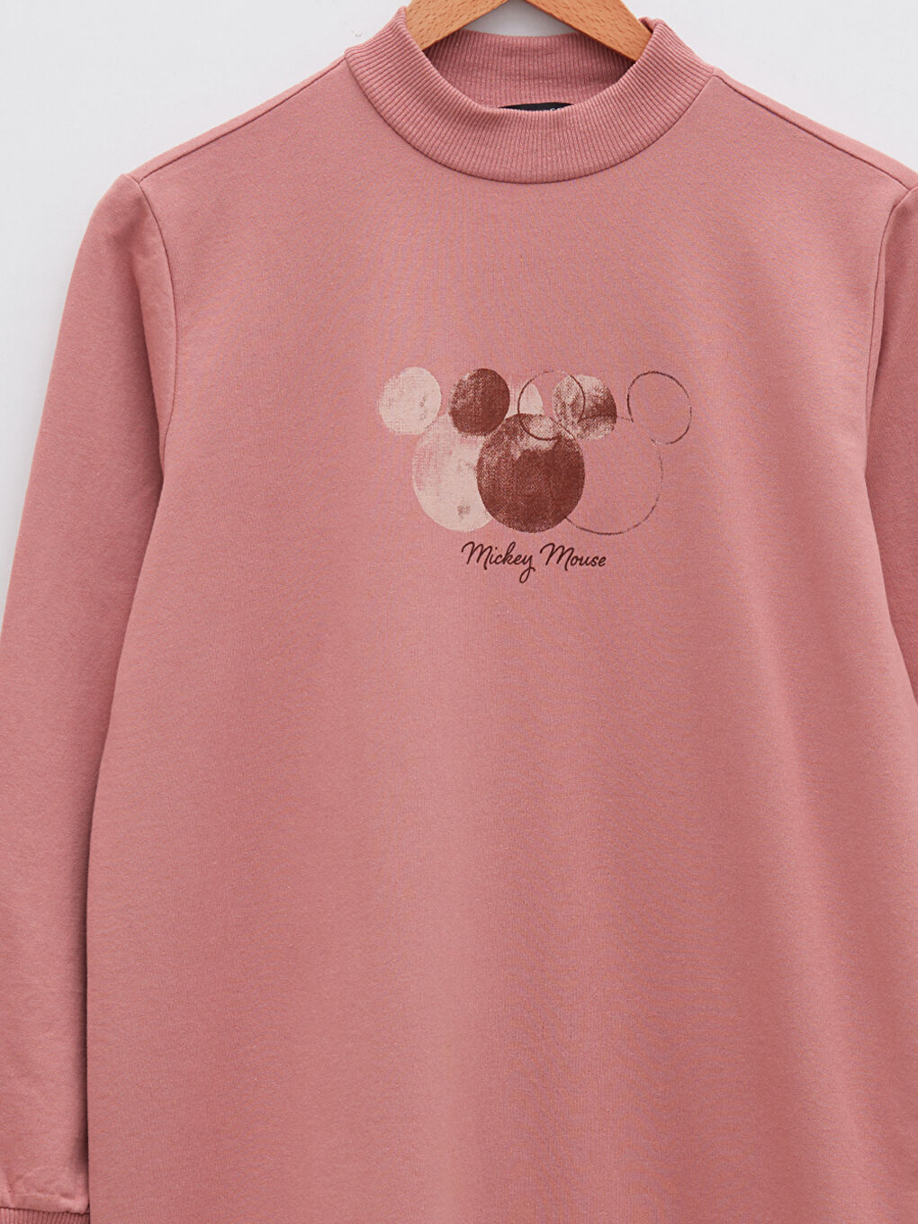 LCW Modest Gül Kurusu Dik Yaka Mickey Mouse Baskılı Uzun Kollu Kadın Sweatshirt Tunik - 7