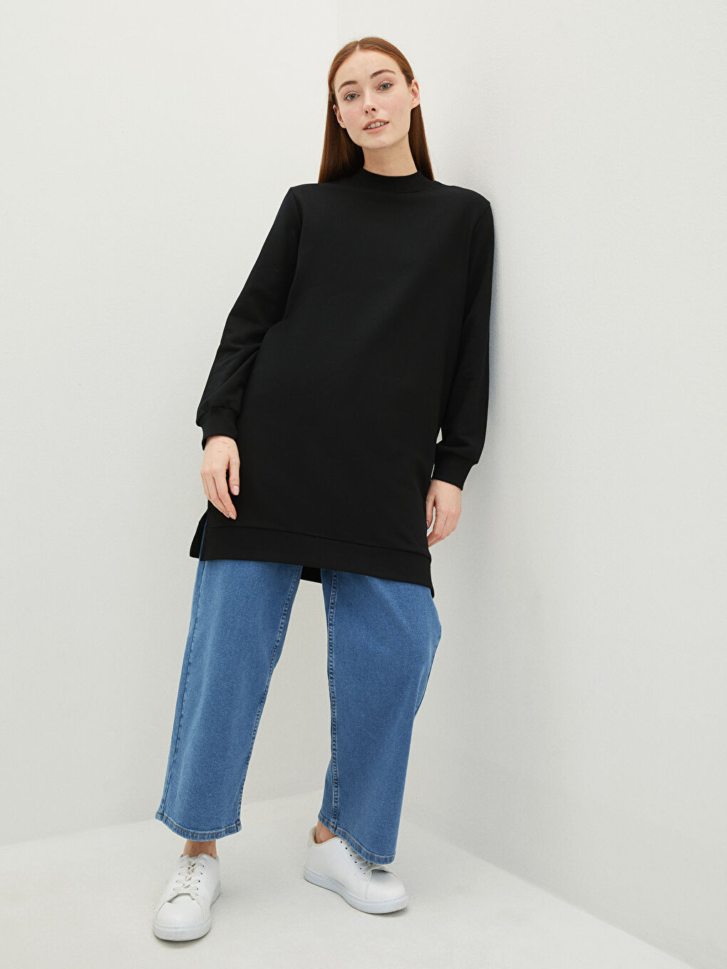 Funnel Neck Women's Sweatshirt Tunic-8