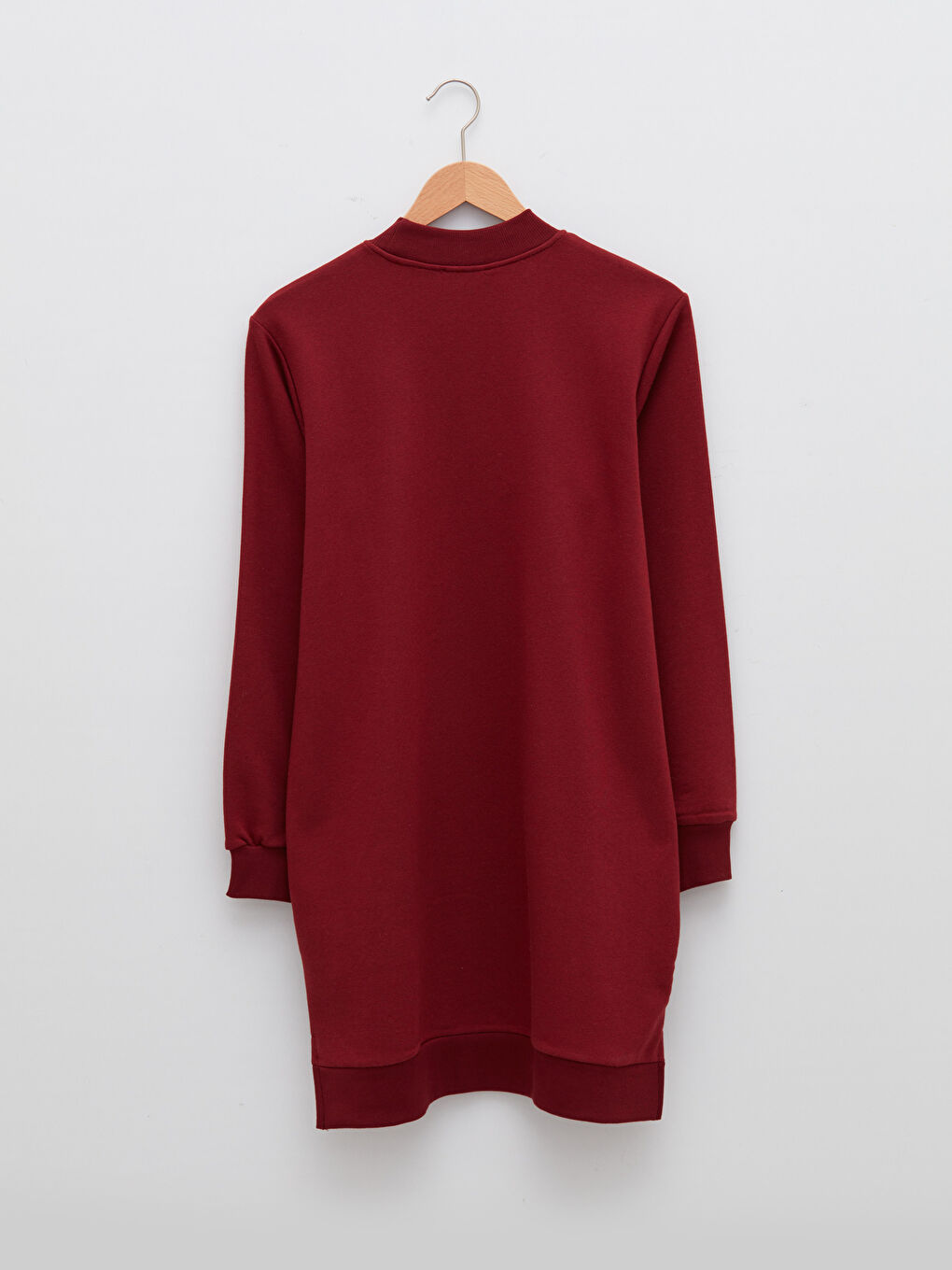 LCW Modest Bordo Bisiklet Yaka Düz Uzun Kollu Kadın Sweatshirt Tunik - 6