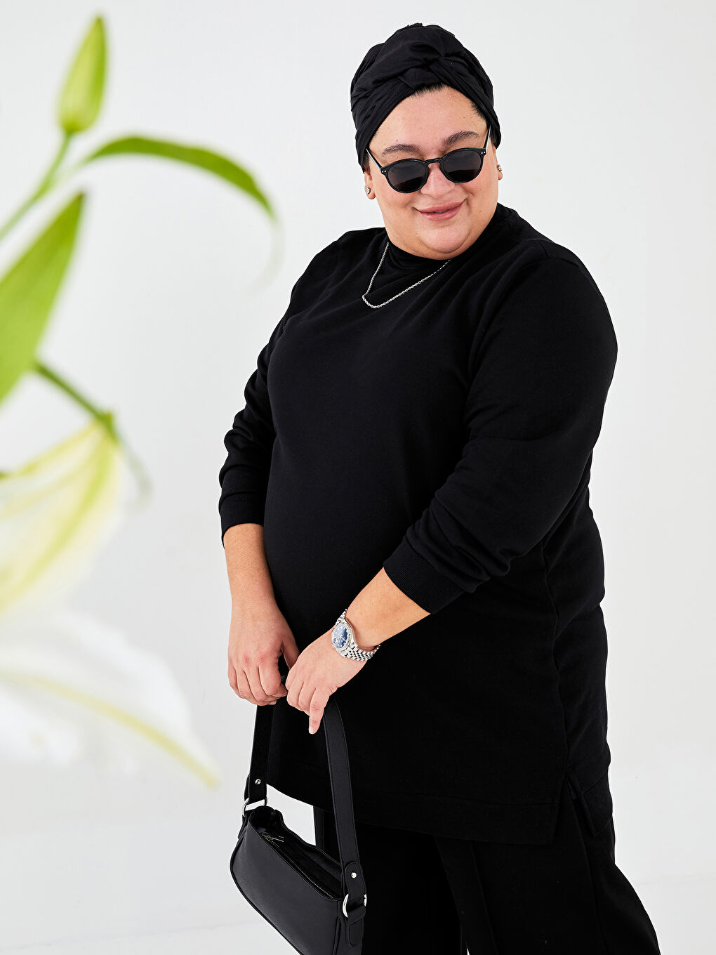 Funnel Neck Women's Sweatshirt Tunic-1