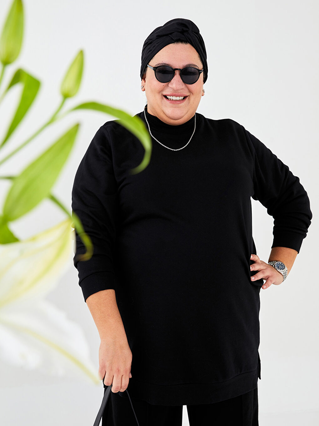 Funnel Neck Women's Sweatshirt Tunic-2