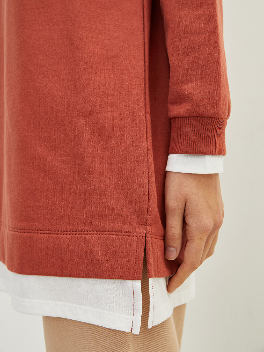 LCW Modest Crew Neck Plain Long Sleeve Women's Sweatshirt Tunic -W1IU10Z8-JGY