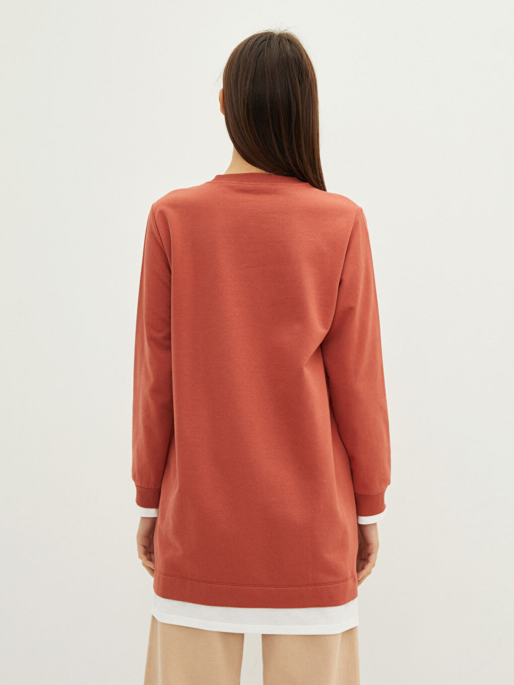 LCW Modest Crew Neck Plain Long Sleeve Women's Sweatshirt Tunic -W1IU10Z8-JGY