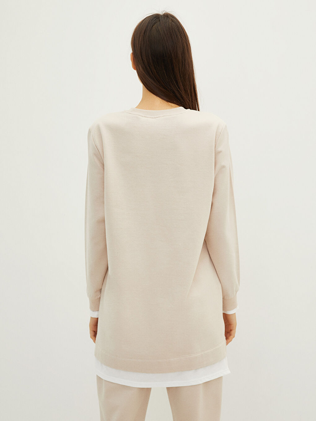 LCW Modest Rundhalsausschnitt Schlicht Langarm Sweatshirt-Tunika für Damen -W1IU10Z8-RTU